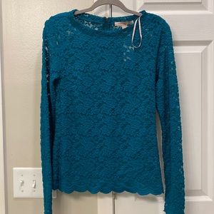 Forever 21 Lace Knit Top - LG Jade GREEN